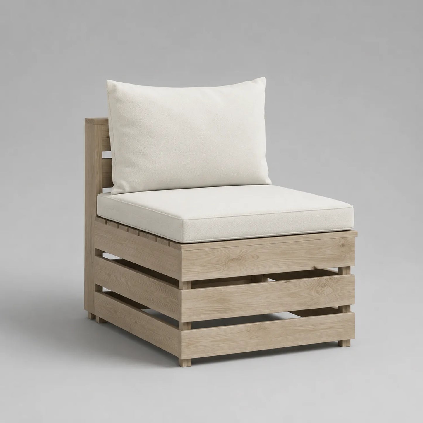 Modulares Holzelement mit Kissen Beige