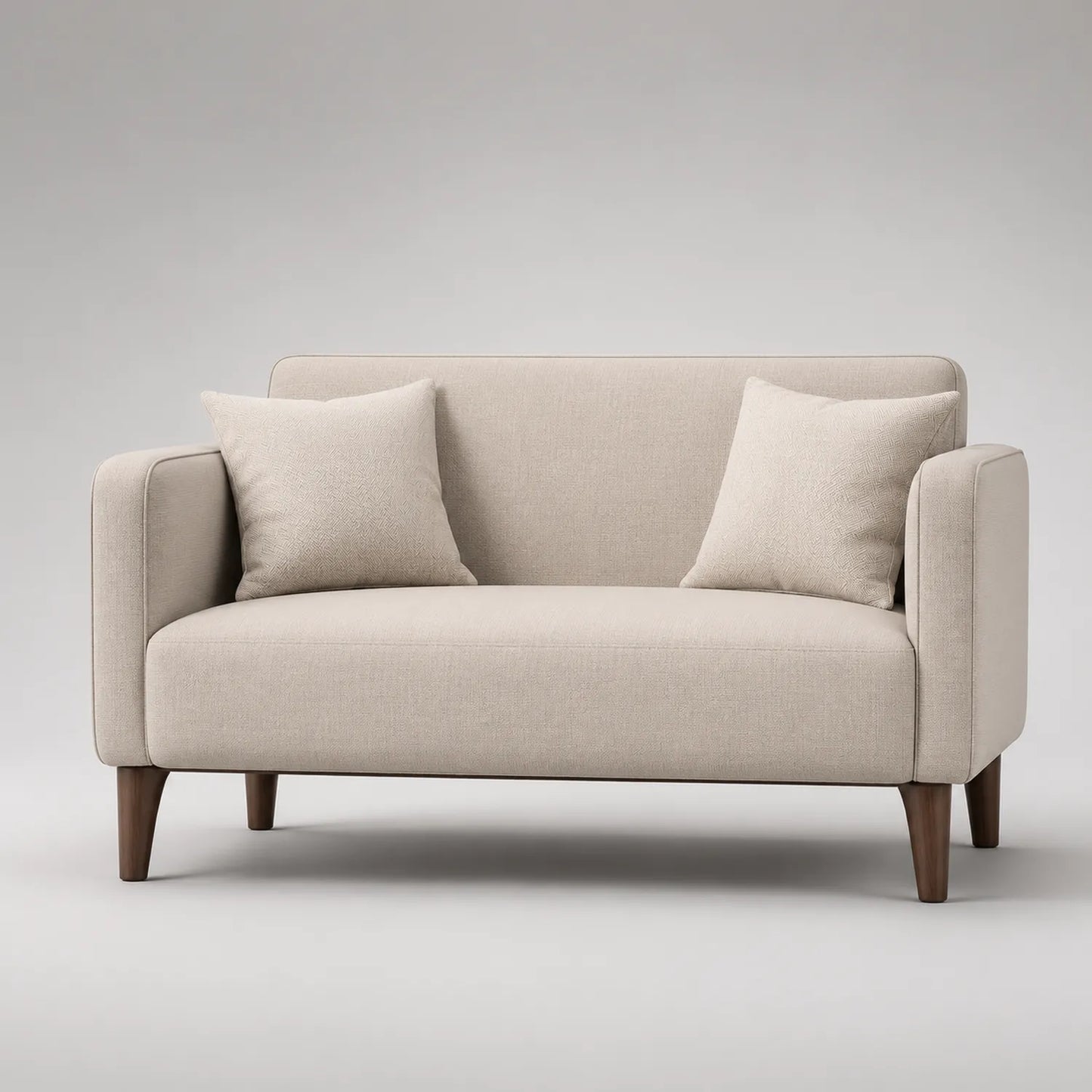 Zweisitzer Sofa Stoff Beige mit Holzfüßen