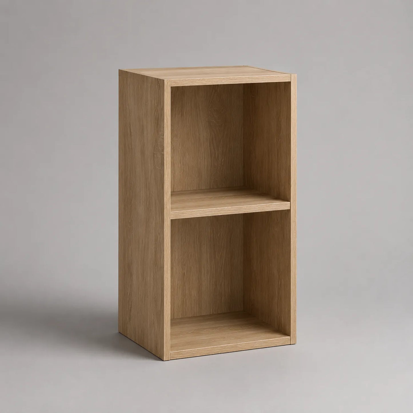 Holzregal mit zwei Fächern aus Eichenfurnier