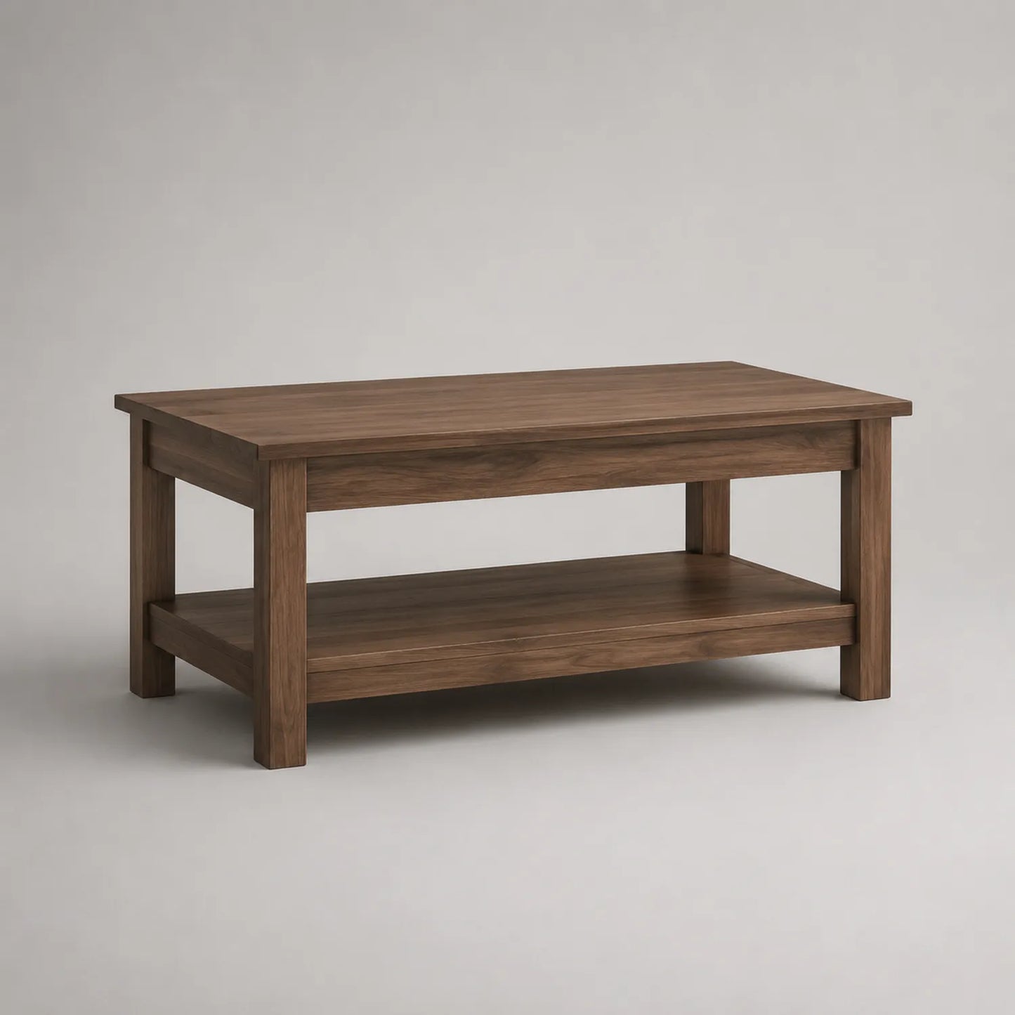 Rechteckiger Walnussholz-Couchtisch mit Ablage 120x60x40 cm