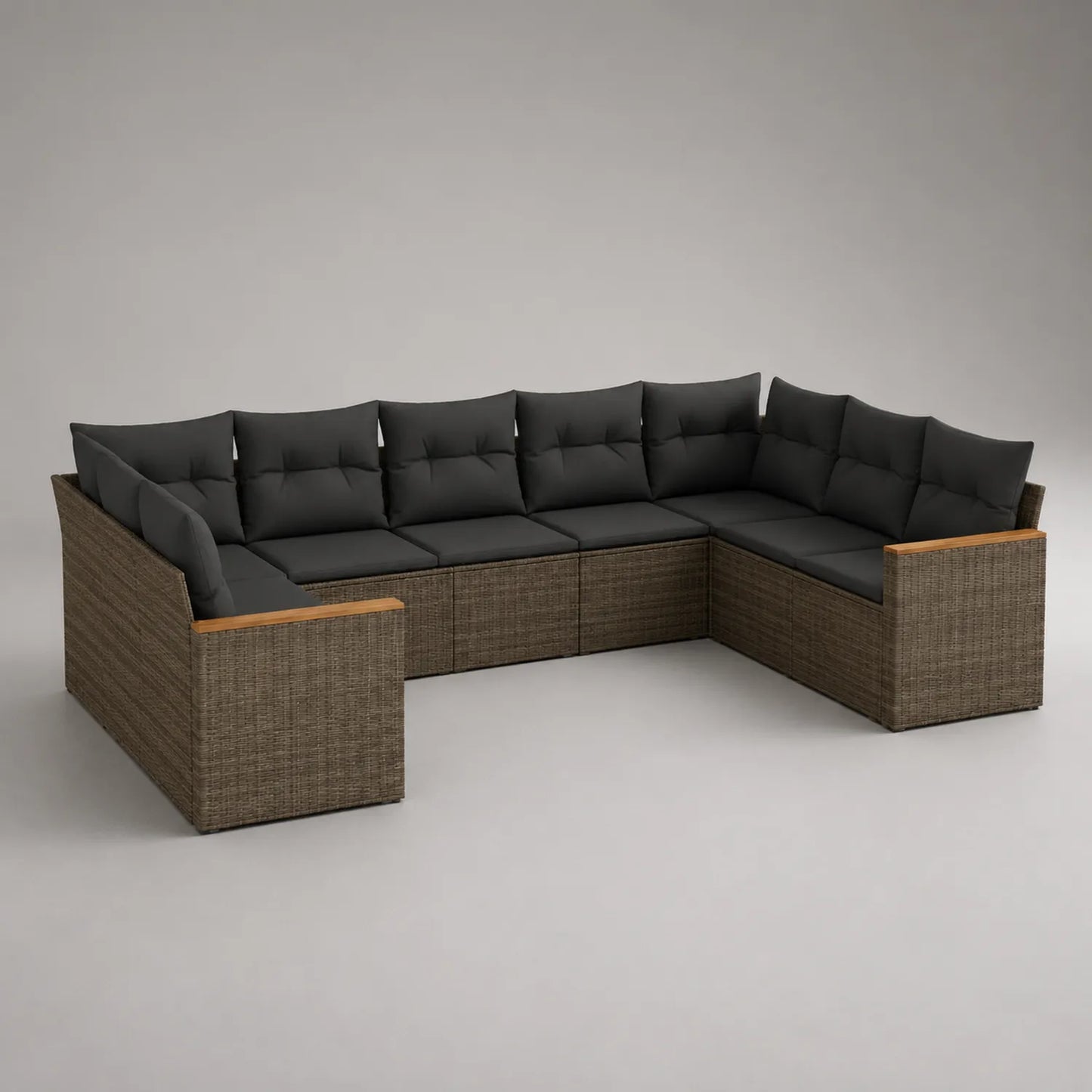 Rattan Gartensofa Set L-förmig Anthrazit