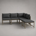 Rattan Ecksofa Set 4-Sitzer mit PE-Rattan und Polyester Kissen Dunkelgrau
