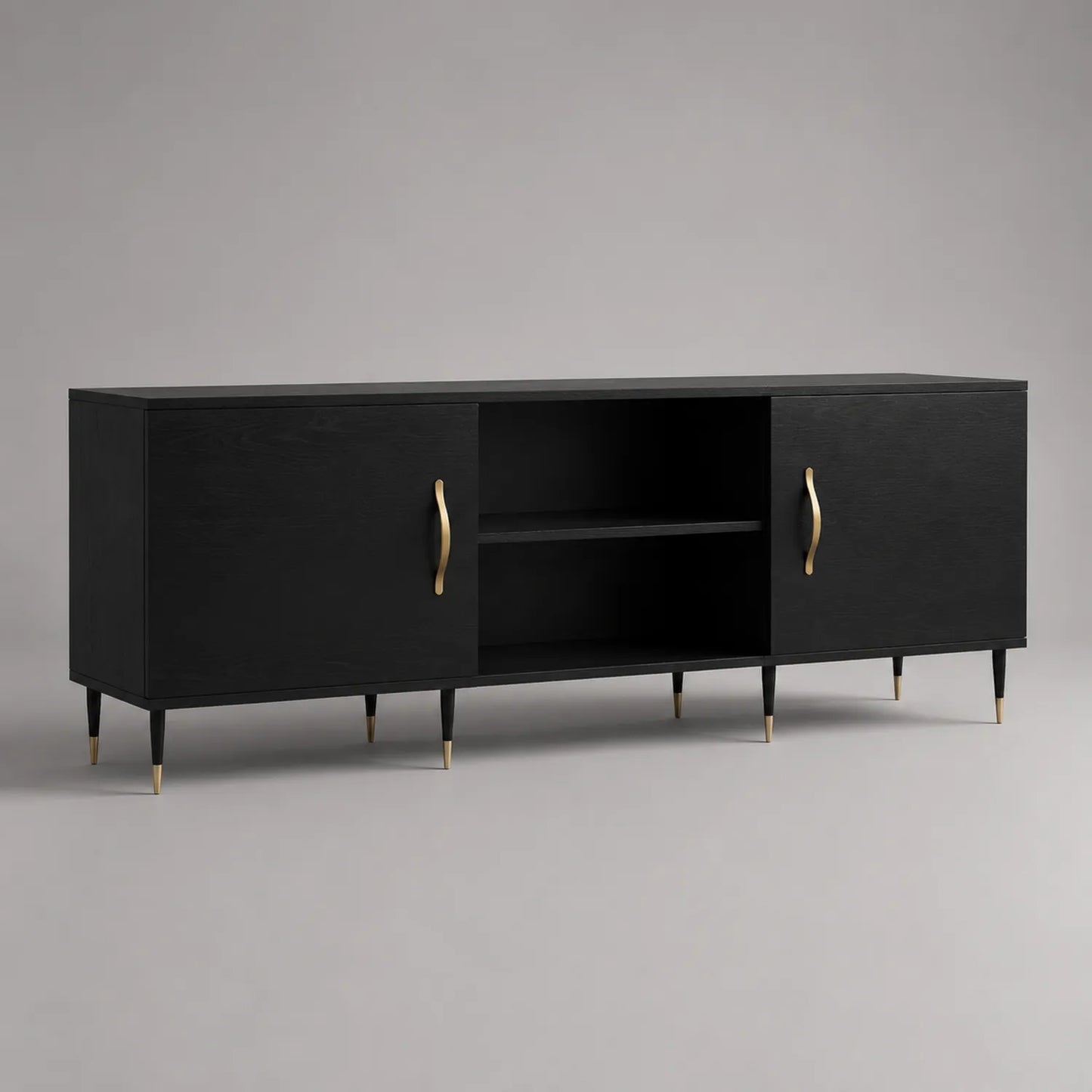 TV-Möbel MDF Schwarz Aluminium 150x40x50 cm