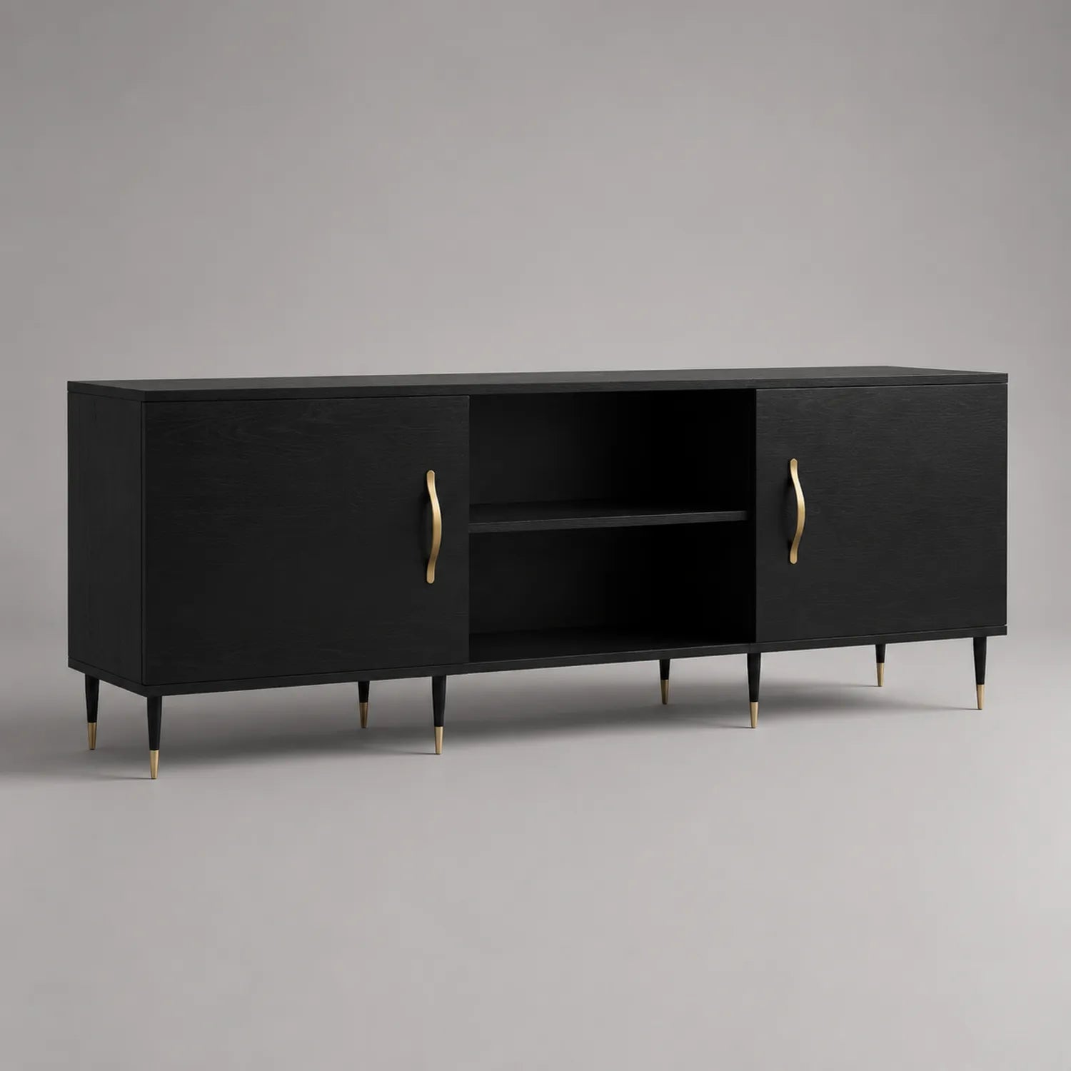 TV-Möbel MDF Schwarz Aluminium 150x40x50 cm