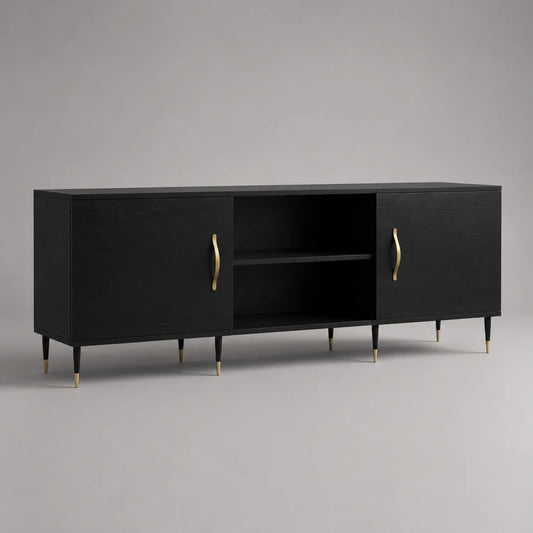 TV-Möbel MDF Schwarz Aluminium 150x40x50 cm
