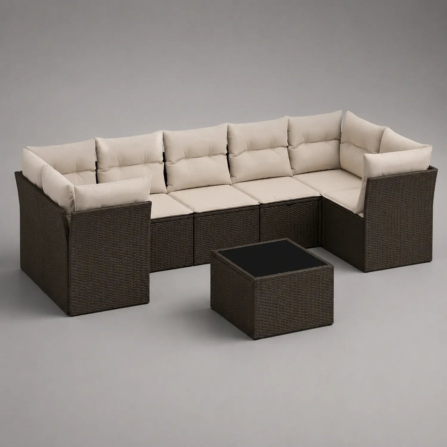 Rattan Gartenmöbel Set mit Kissen Ecksofa und Tisch