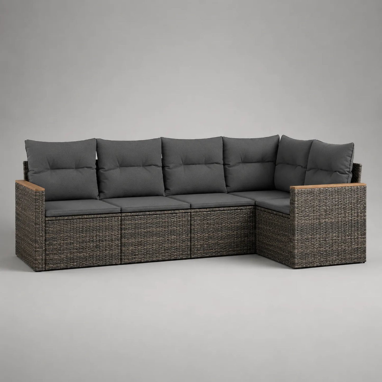 Rattan Outdoor Ecksofa 5-Sitzer mit Kissen