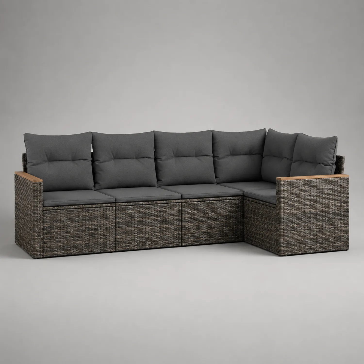 Rattan Outdoor Ecksofa 5-Sitzer mit Kissen