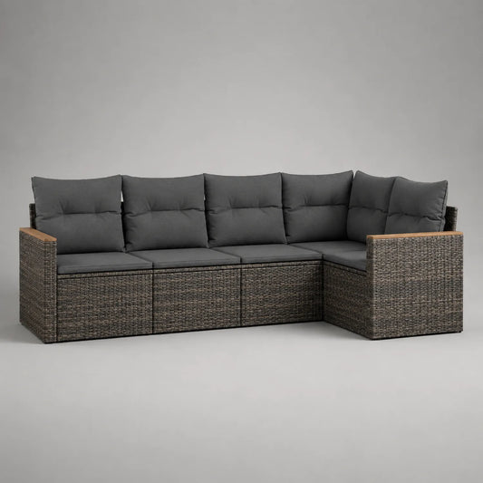 Rattan Outdoor Ecksofa 5-Sitzer mit Kissen