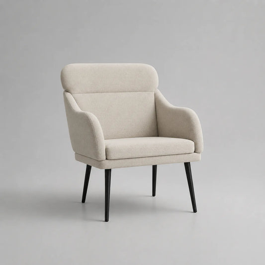Sessel Leinenmischgewebe Beige mit Metallbeinen