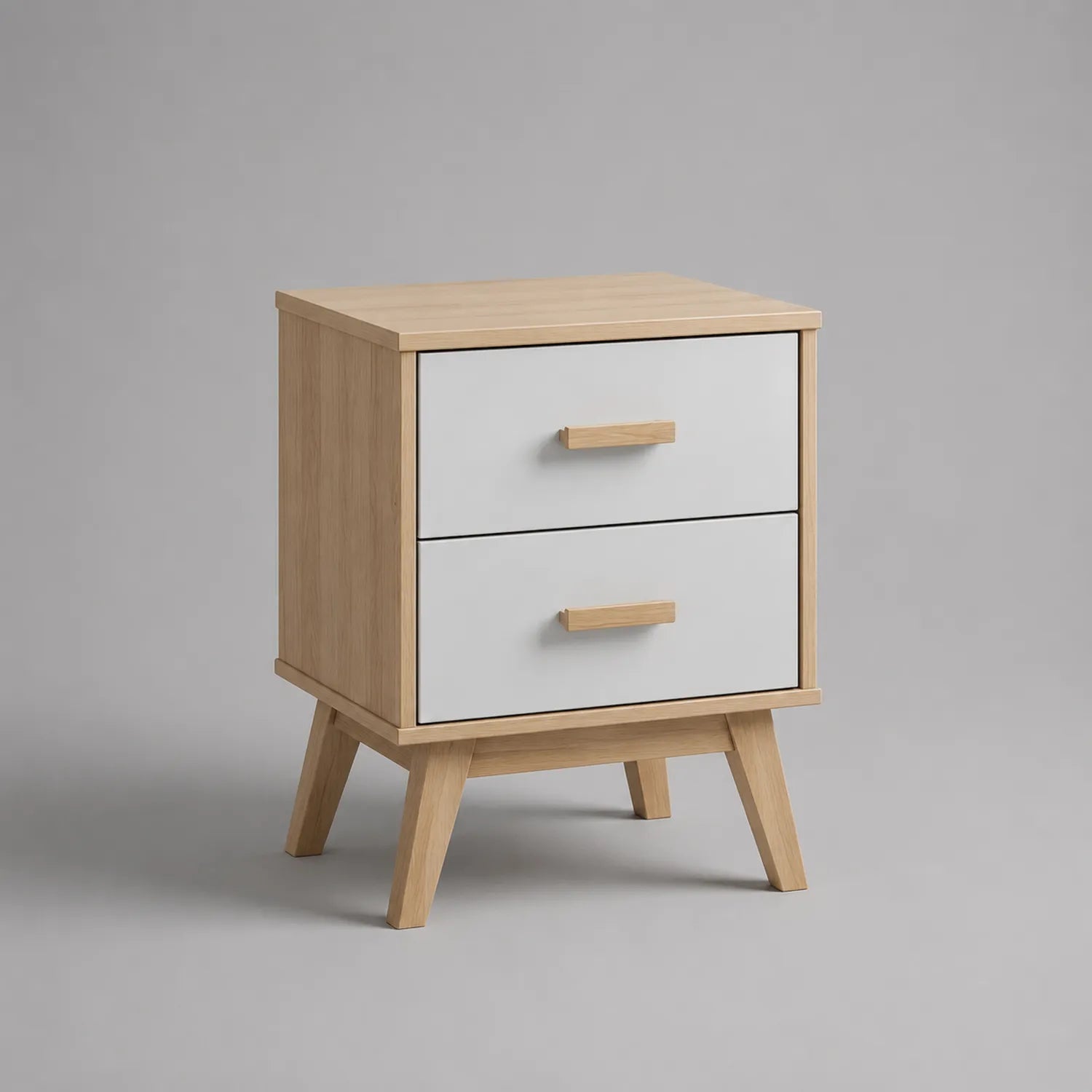Holz-Beistelltisch mit 2 Schubladen Natur/Weiß
