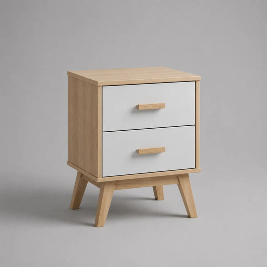 Holz-Beistelltisch mit 2 Schubladen Natur/Weiß