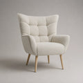 Stoffpolster Sessel mit Eichenholzbeinen, Beige