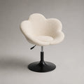 Drehbarer Sessel in Blumenform mit Polyesterstoff und Metallsockel, höhenverstellbar, Beige