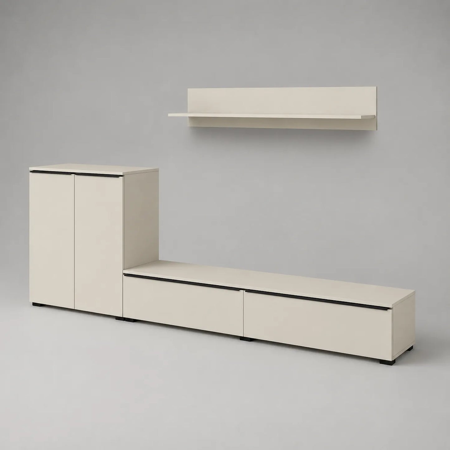 TV-Möbelset mit Schränken und Regal Beige MDF