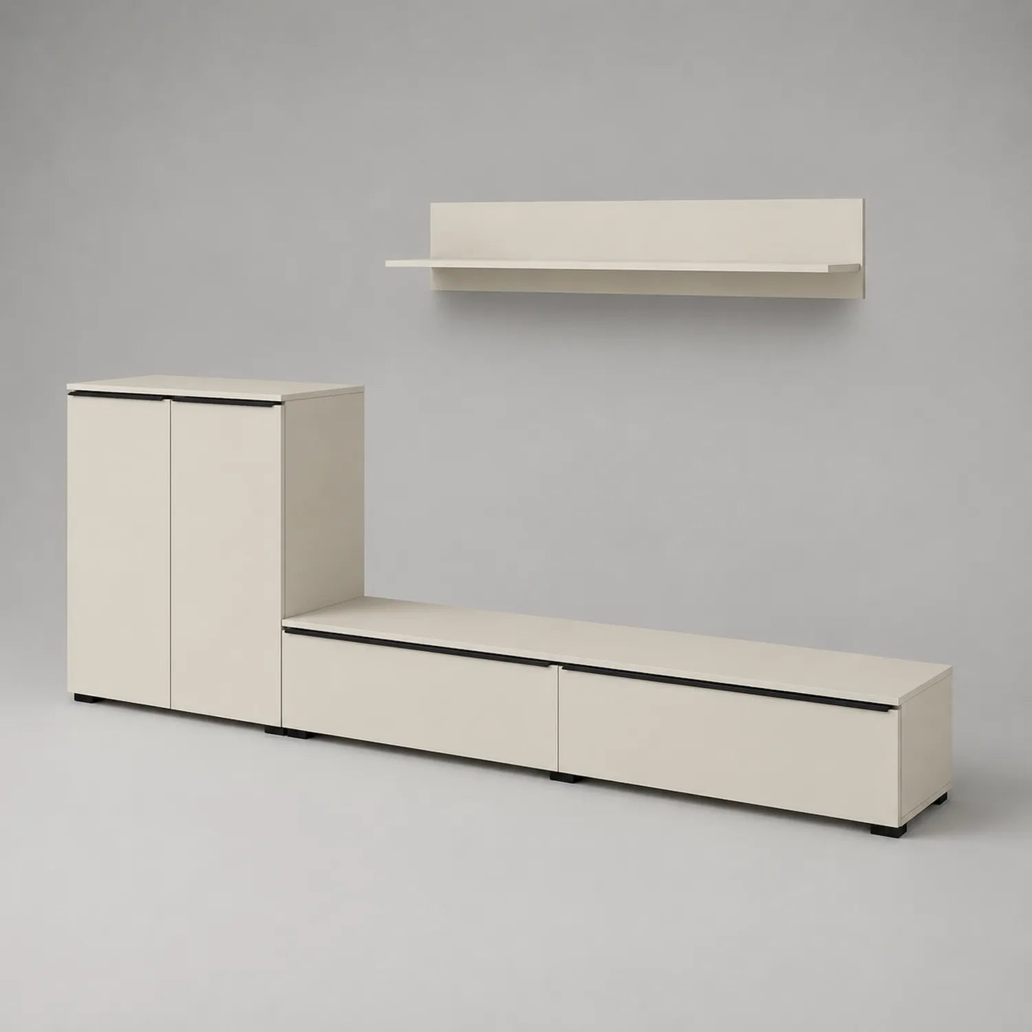 TV-Möbelset mit Schränken und Regal Beige MDF