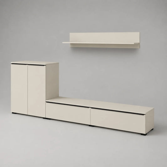 TV-Möbelset mit Schränken und Regal Beige MDF