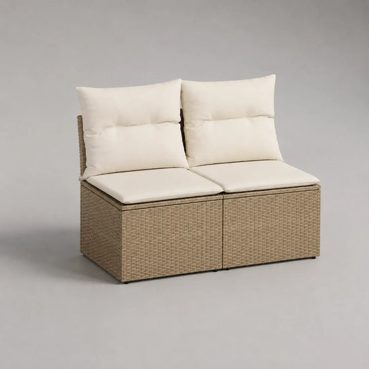 Rattan 2-Sitzer Gartenbank Cremeweiß