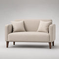 Zweisitzer Sofa Stoff Beige mit Holzfüßen