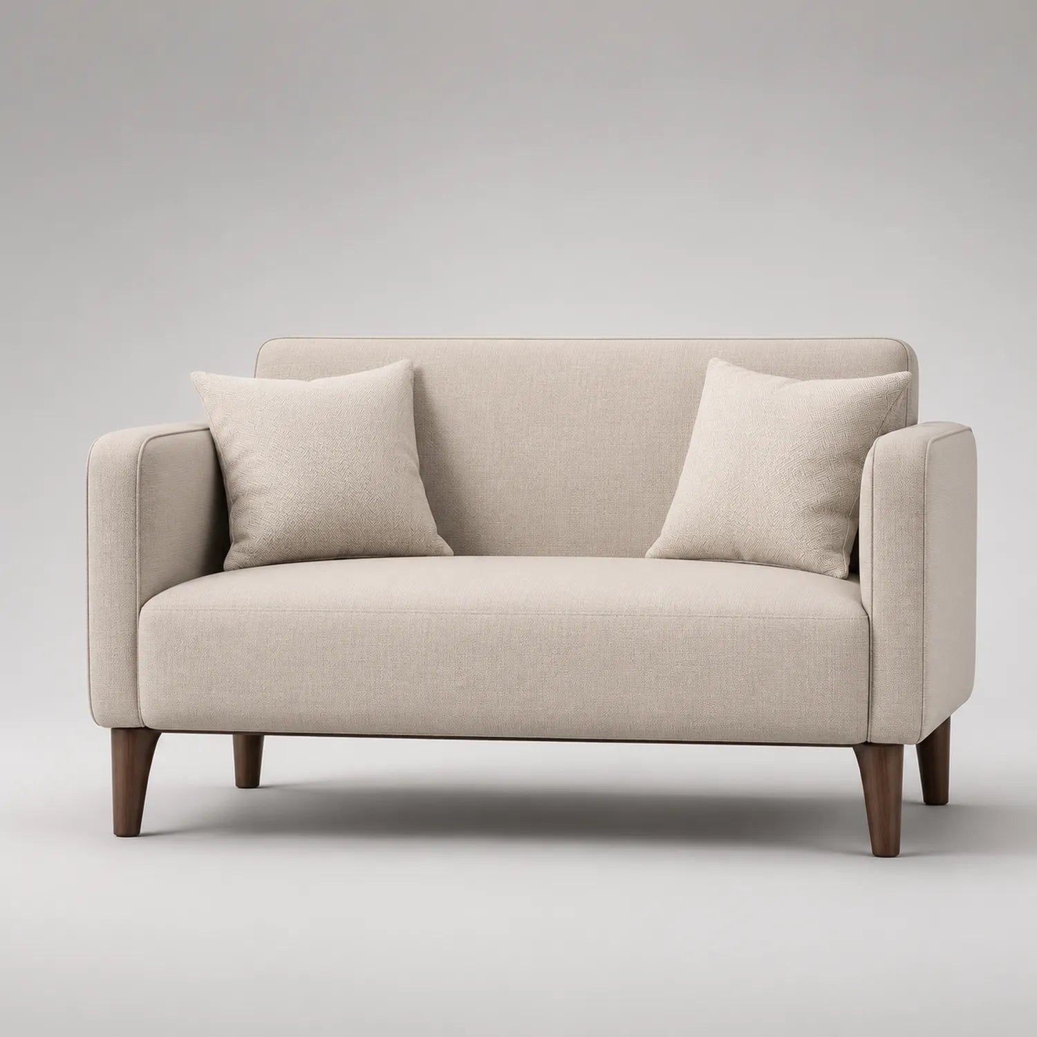 Zweisitzer Sofa Stoff Beige mit Holzfüßen