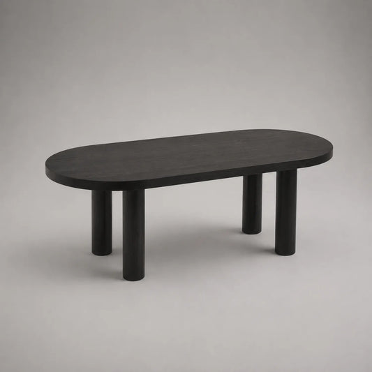 Ovaler Holztisch aus Eiche, Schwarz, 120 cm