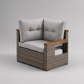 Eckmodul Gartensofa Polyrattan Aluminium Hellgrau