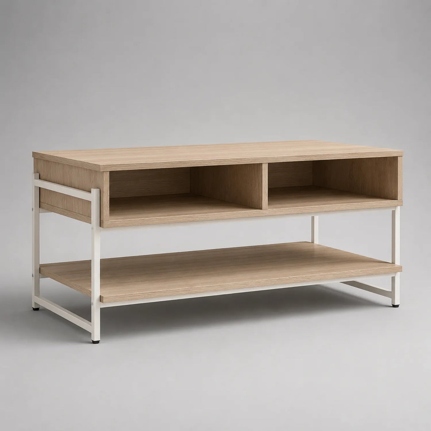Holz Couchtisch mit Metallgestell Eichenfurnier 110x50x40 cm