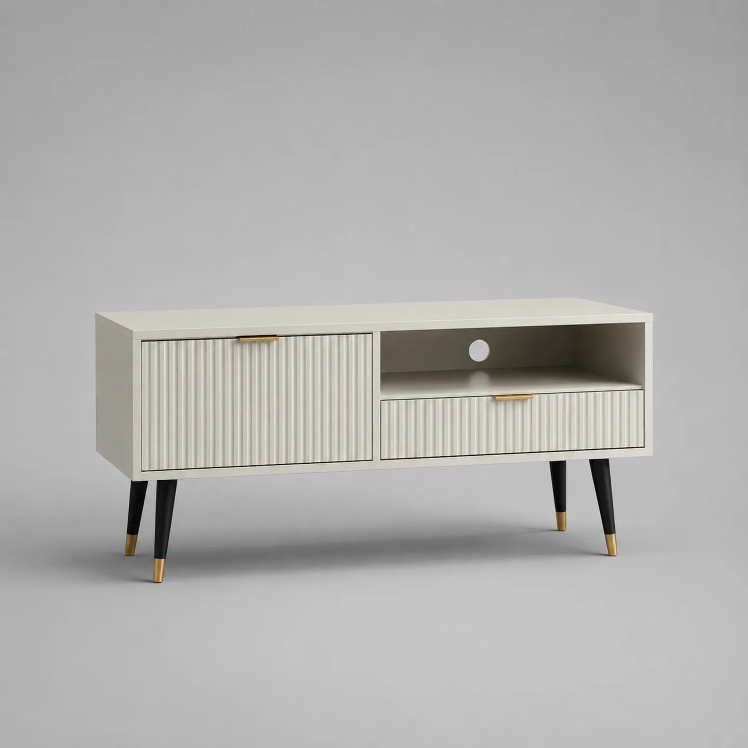 TV-Lowboard Holz Creme 120 cm mit Metallbeinen