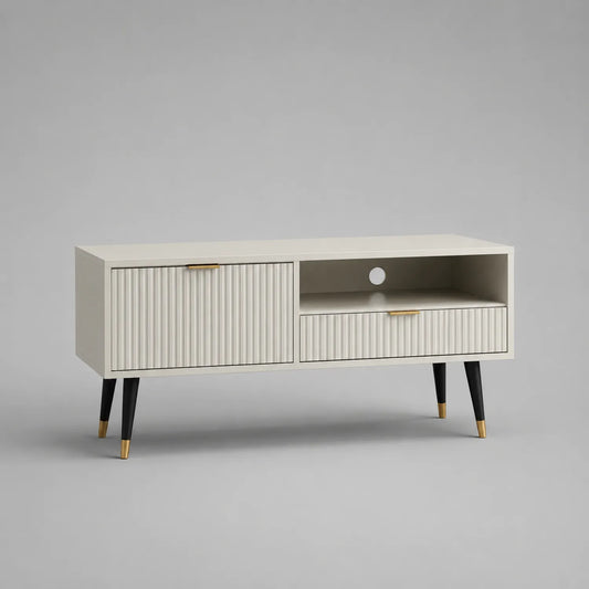 TV-Lowboard Holz Creme 120 cm mit Metallbeinen