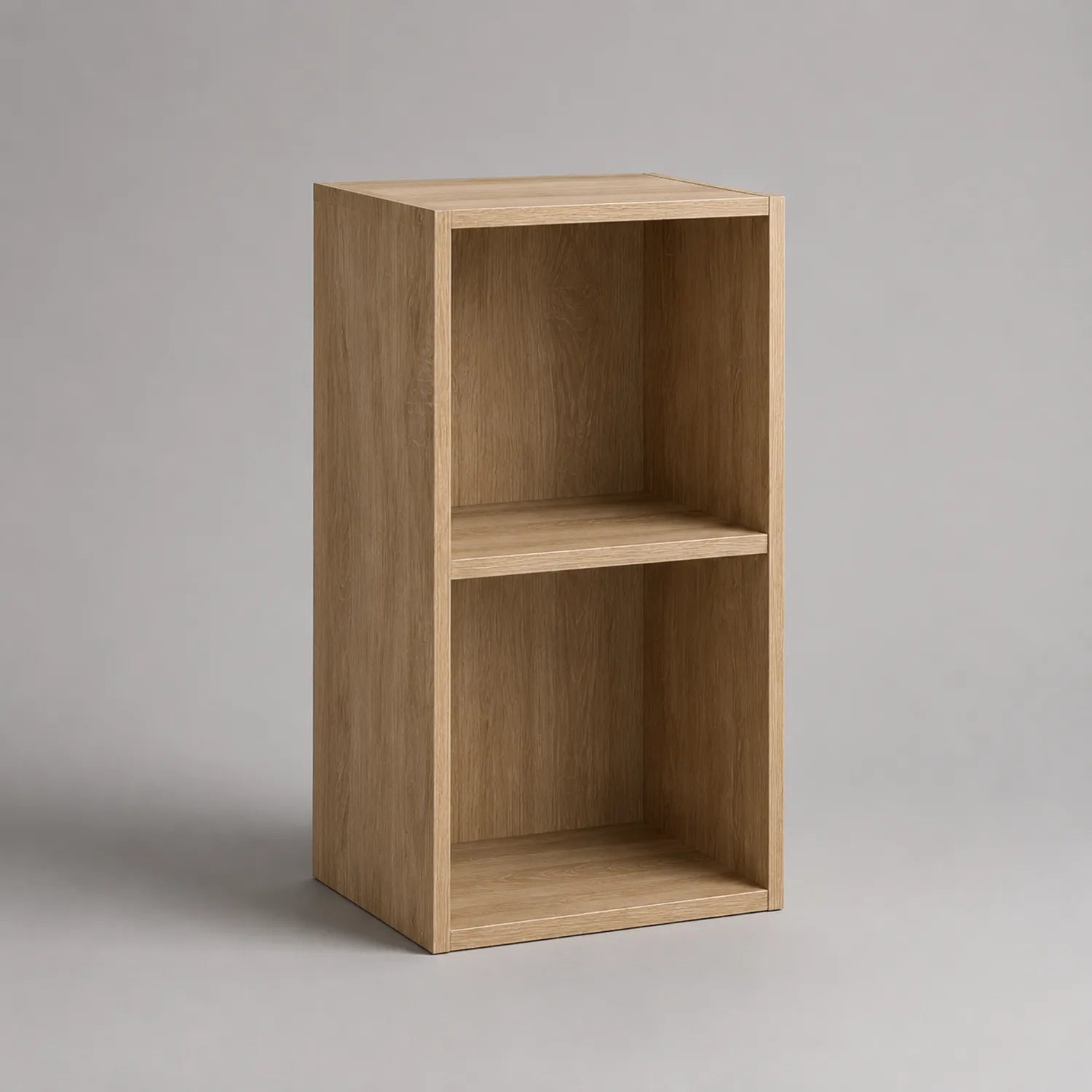 Holzregal mit zwei Fächern aus Eichenfurnier