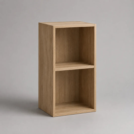 Holzregal mit zwei Fächern aus Eichenfurnier