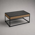 Rechteckiger Couchtisch mit Marmoroberfläche und Holzdetails 100x60x45 cm