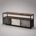 TV-Schrank aus Holzwerkstoff und Metall mit MDF-Türen 120cm Braun/Schwarz/Grau