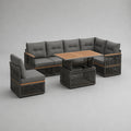 Gartensofa-Set aus Aluminium mit Tisch, Dunkelgrau, 5-Sitzig