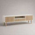 TV-Möbel aus MDF und Eichenholz 150x40x50cm Weiß und Natur