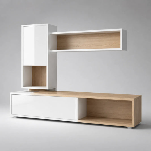 TV-Schrank Set Holzoptik Weiß 200cm
