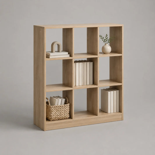 Holz Bücherregal mit 9 Fächern 119x89x29 cm