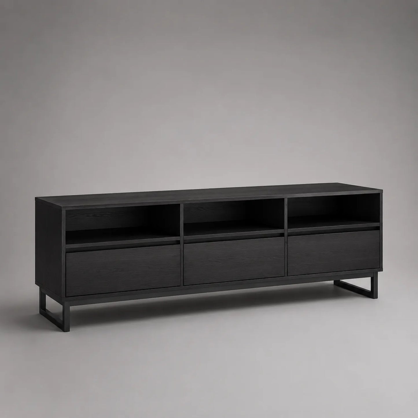 Fernsehschrank Holz Schwarz mit Ablagefächern 180x40x50 cm