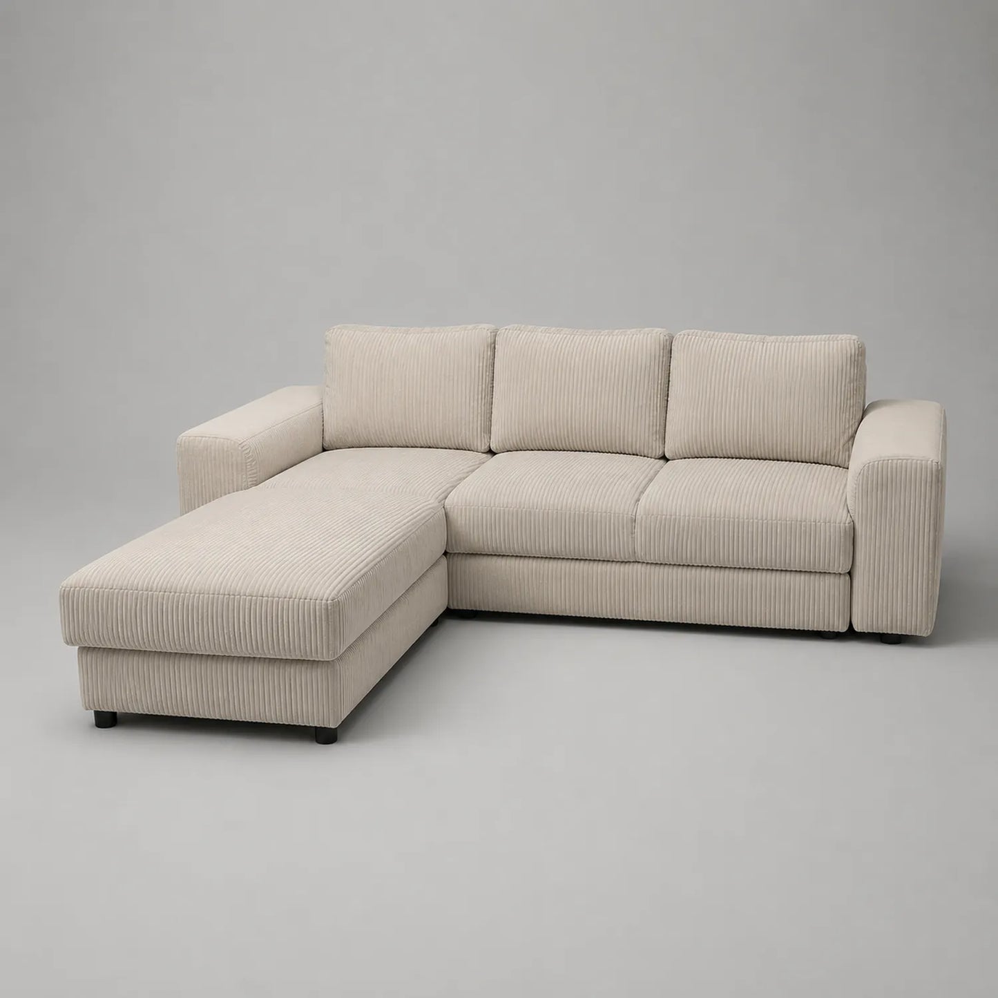 Ecksofa Cord Beige mit Polyurethanschaum 290 cm x 155 cm x 85 cm