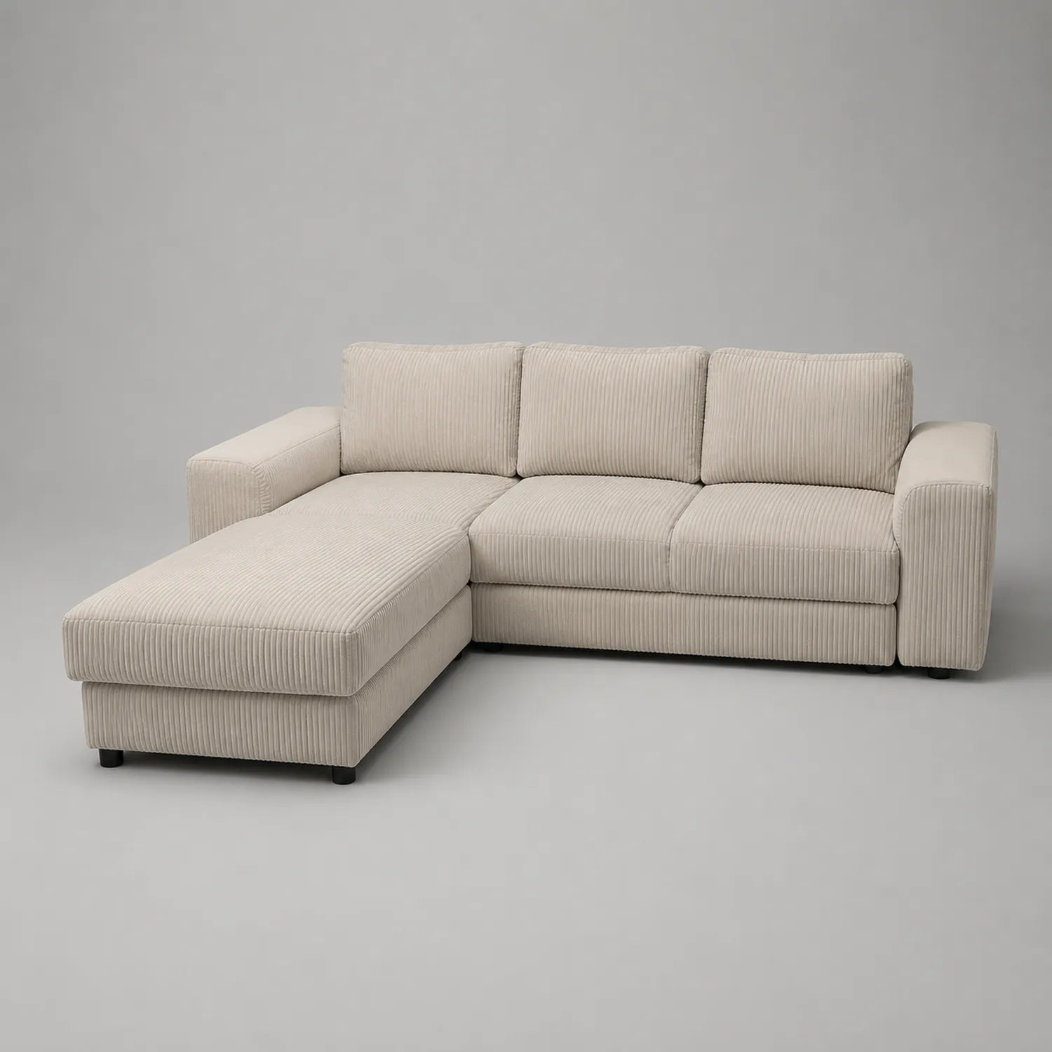 Ecksofa Cord Beige mit Polyurethanschaum 290 cm x 155 cm x 85 cm