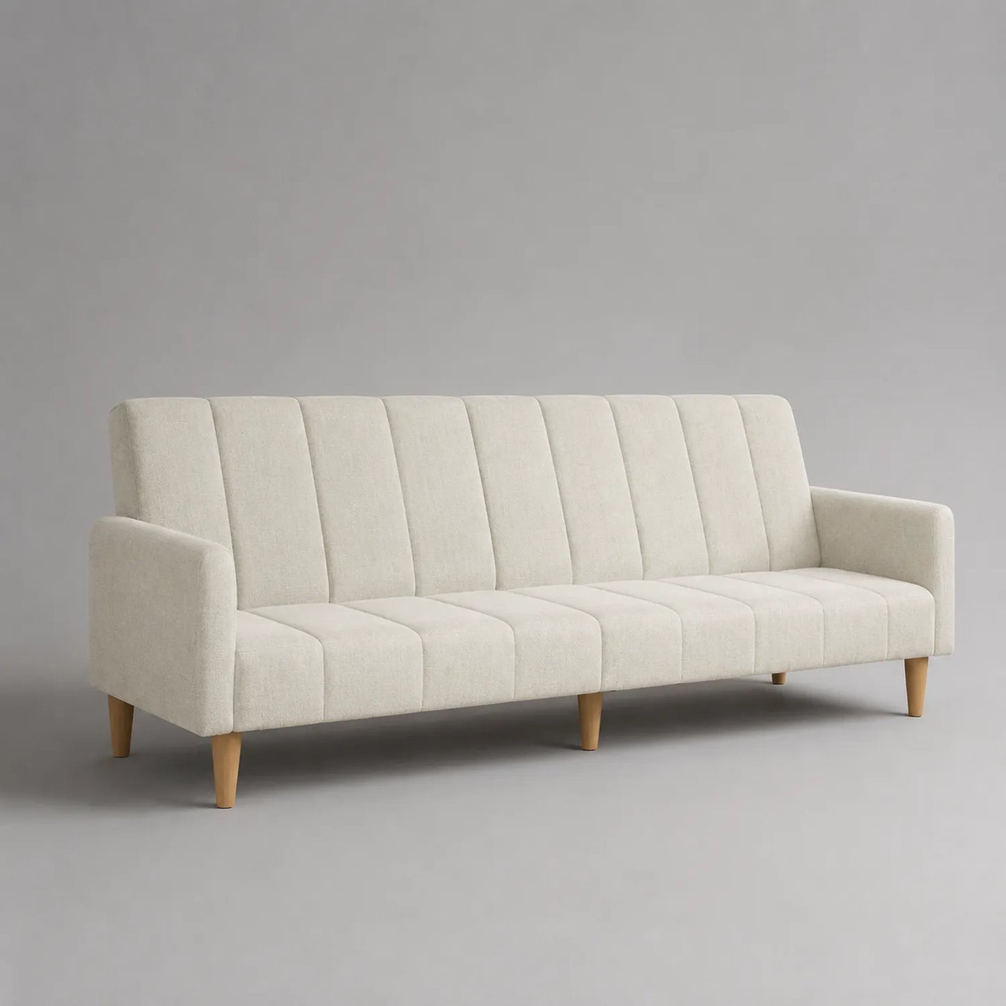3-Sitzer Sofa aus Stoff mit Holzbeinen Beige