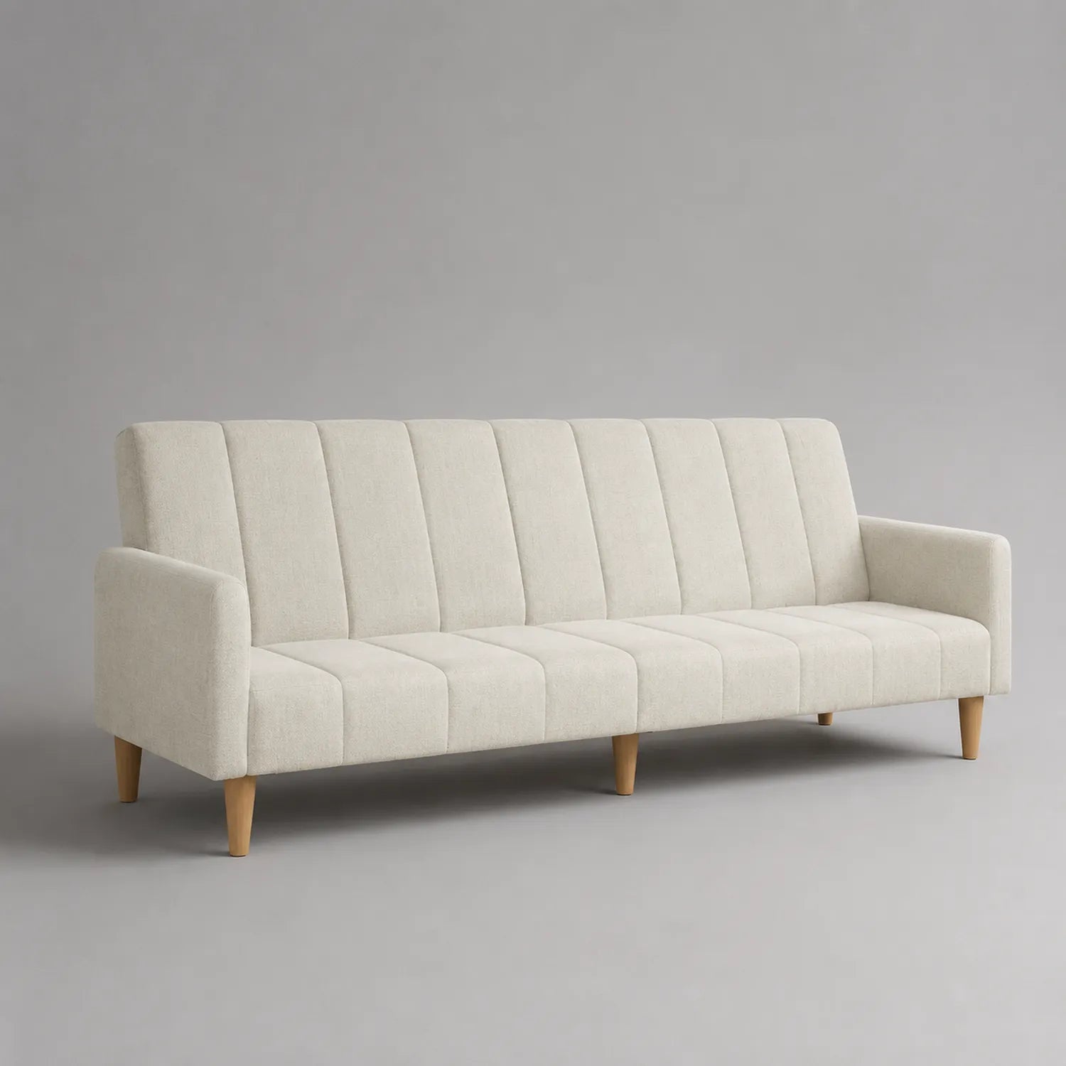 3-Sitzer Sofa aus Stoff mit Holzbeinen Beige