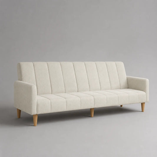 3-Sitzer Sofa aus Stoff mit Holzbeinen Beige