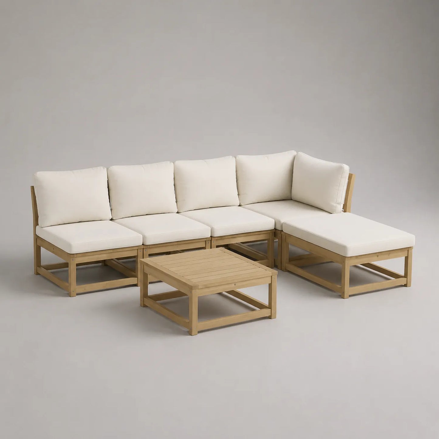 Gartensofa-Set Akazienholz mit beigen Kissen