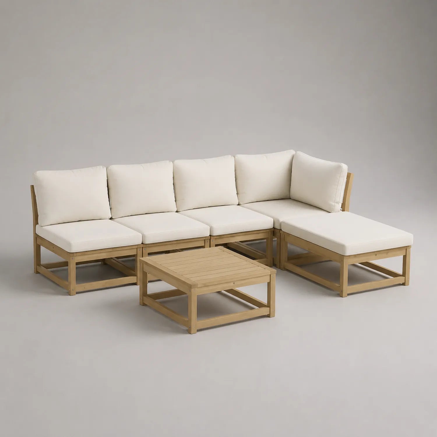 Gartensofa-Set Akazienholz mit beigen Kissen