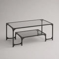 Nestbare Couchtische aus Metall und Glas, rechteckig, schwarz