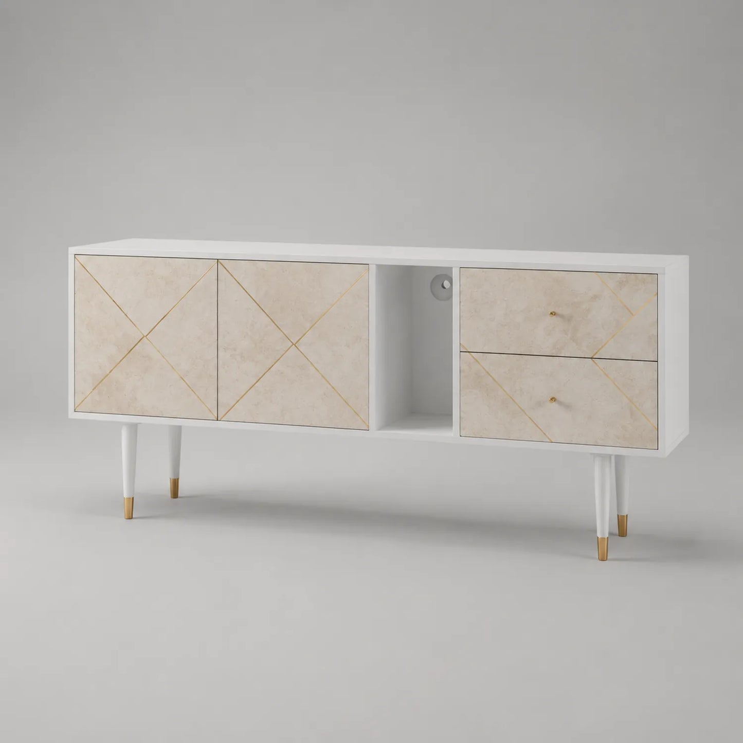 TV-Schrank mit MDF und Marmoroptik, 180x40x60 cm