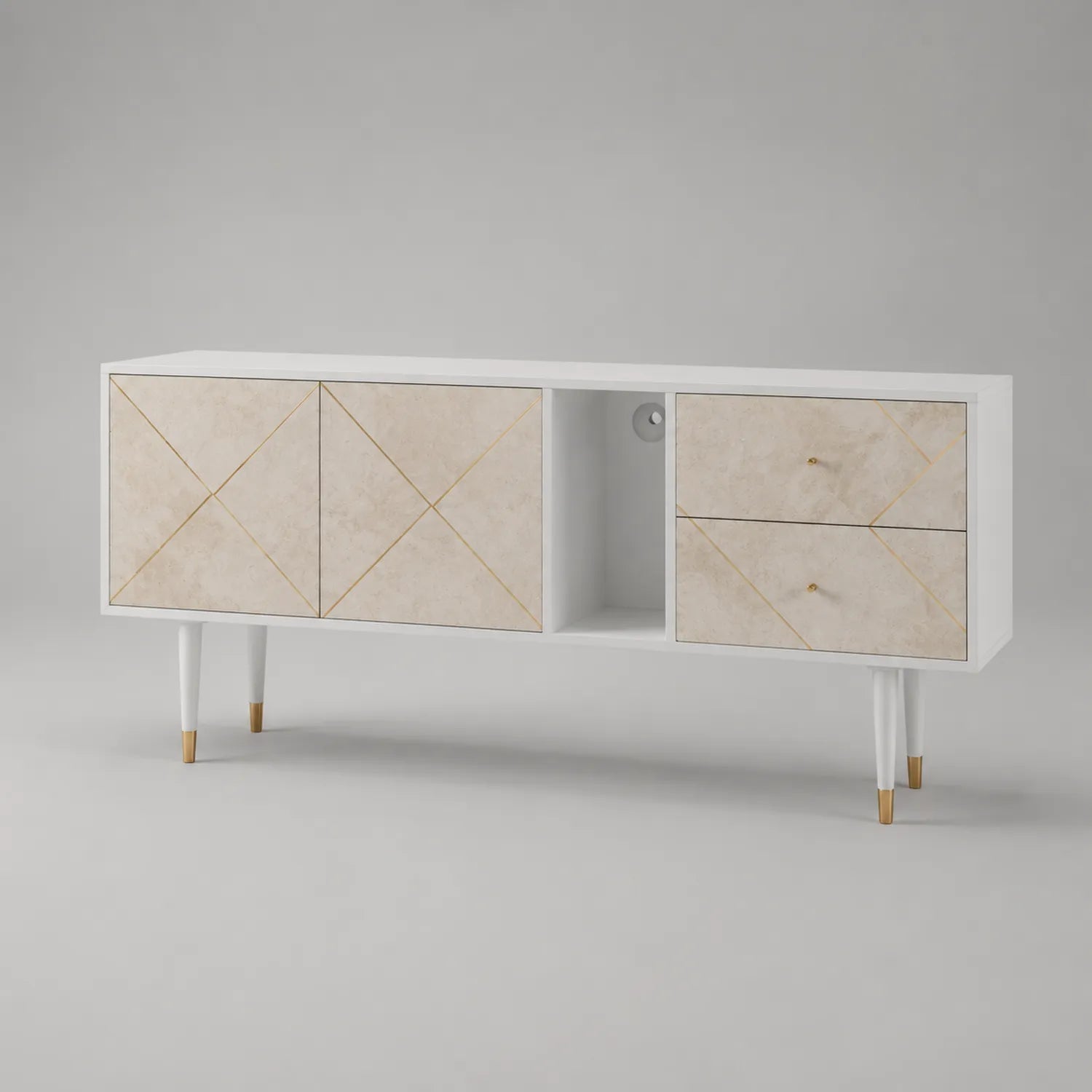 TV-Schrank mit MDF und Marmoroptik, 180x40x60 cm
