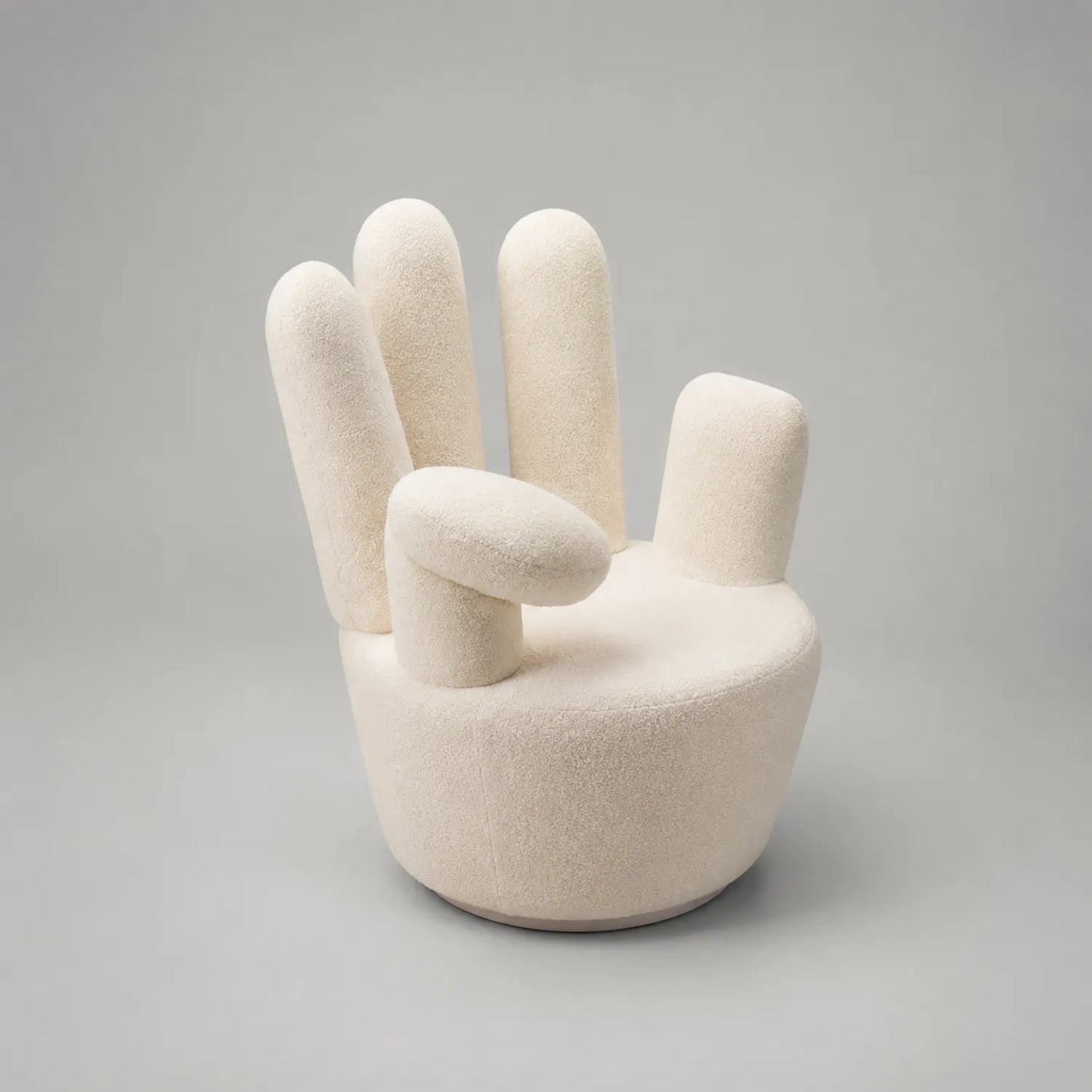 Handförmiger Sessel aus Holz und Stoff Creme