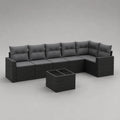 Polyrattan Ecksofa Set mit Kissen Dunkelgrau 7-teilig